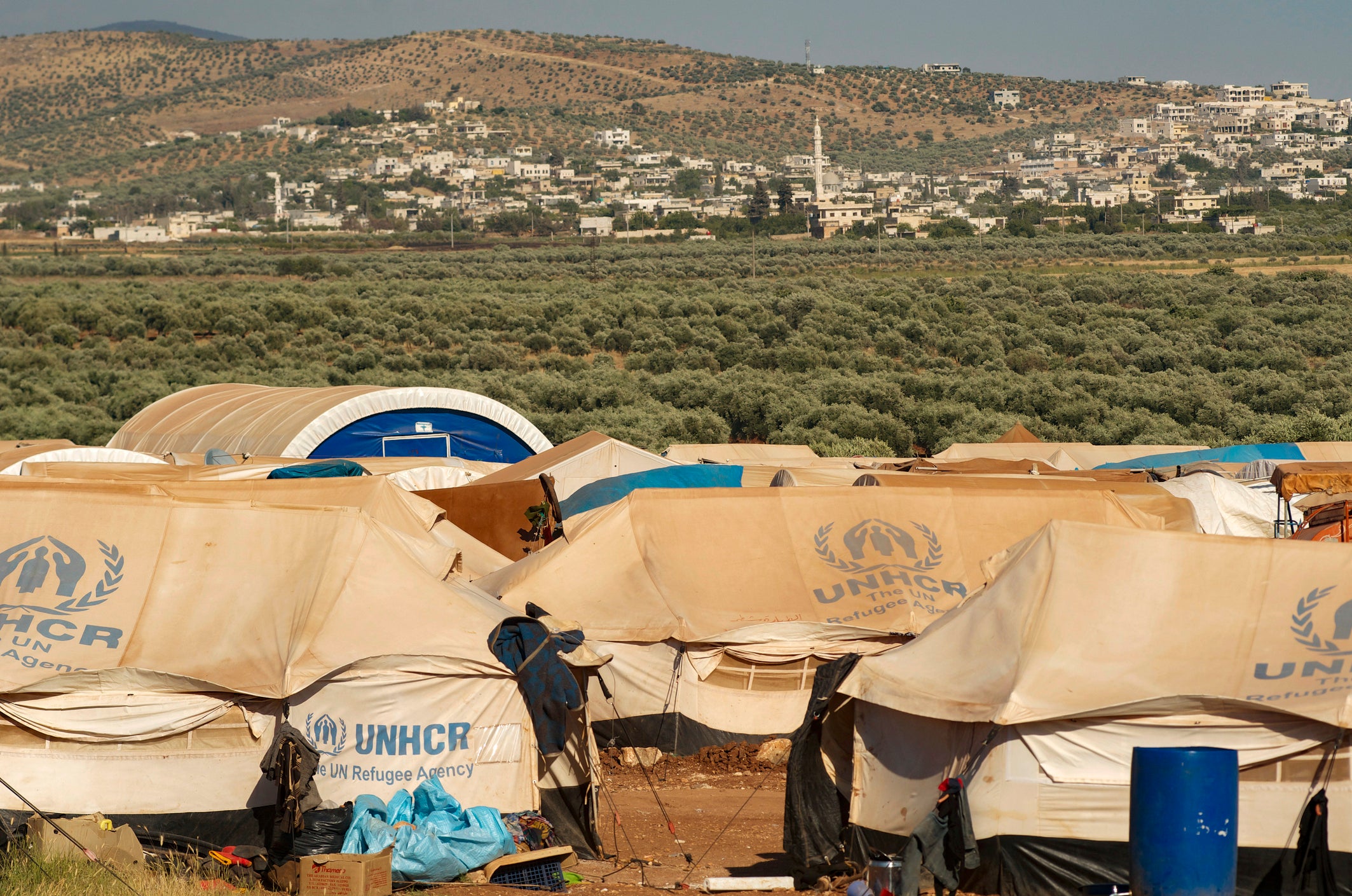 Atmeh Refugee Camp, Idlib, Syria. June 17th 2013. Internally displaced child Syrian refugees in the Atmeh refugee camp, Idlib province Syria